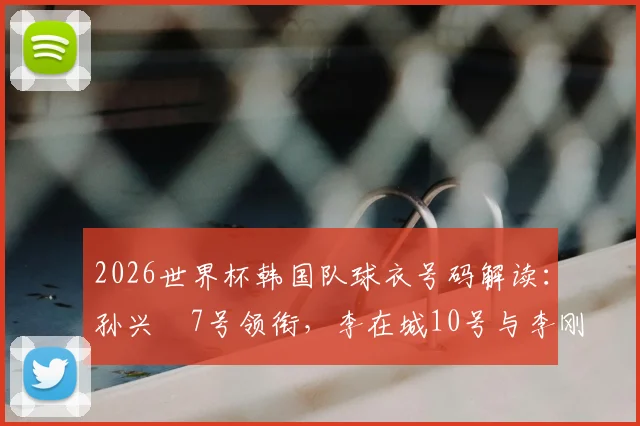2026世界杯韩国队球衣号码解读：孙兴慜7号领衔，李在城10号与李刚仁19号的战术信号